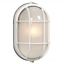  305013WH 126EB - Outdoor Cast Aluminum Marine Light with Guard - in White finish with Frosted Glass (Wall or Ceiling